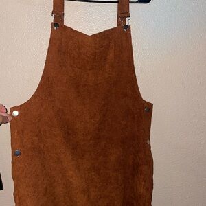 Rust Brown Corduroy Overall Dress